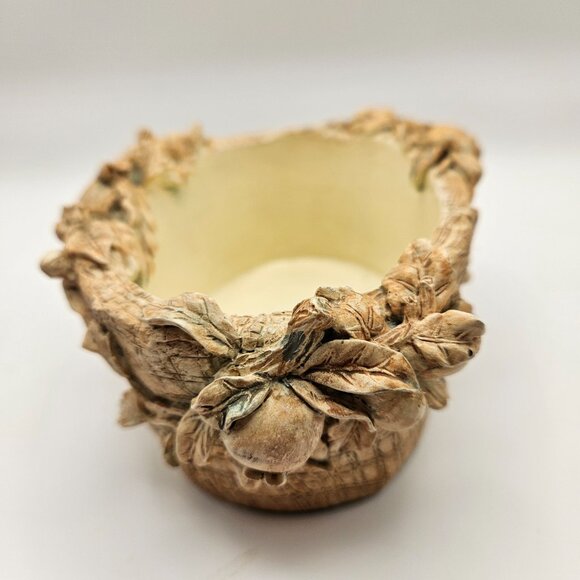 Rustic Sculpted Fruit & Leaf Decorative Bowl – Tuscan Style Planter - Picture 2 of 6